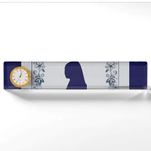 Delft blue tile Girl with a Pearl Earring Desk Name Plate