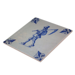 Delft Blue Tile - Mower Carrying Scythe or Sickle