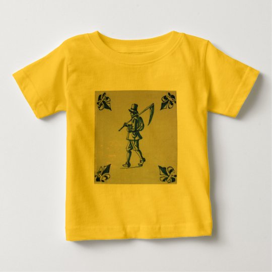Delft Blue Tile - Mower Carrying Scythe or Sickle Baby T-Shirt