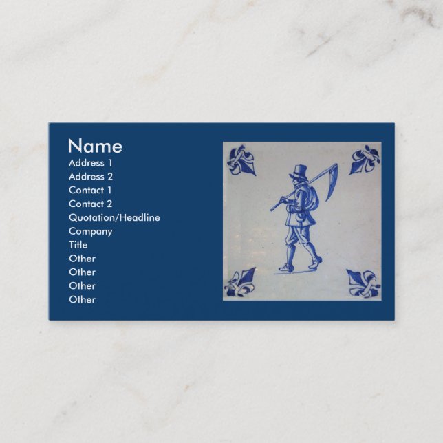 Delft Blue Tile - Template Business Card (Front)