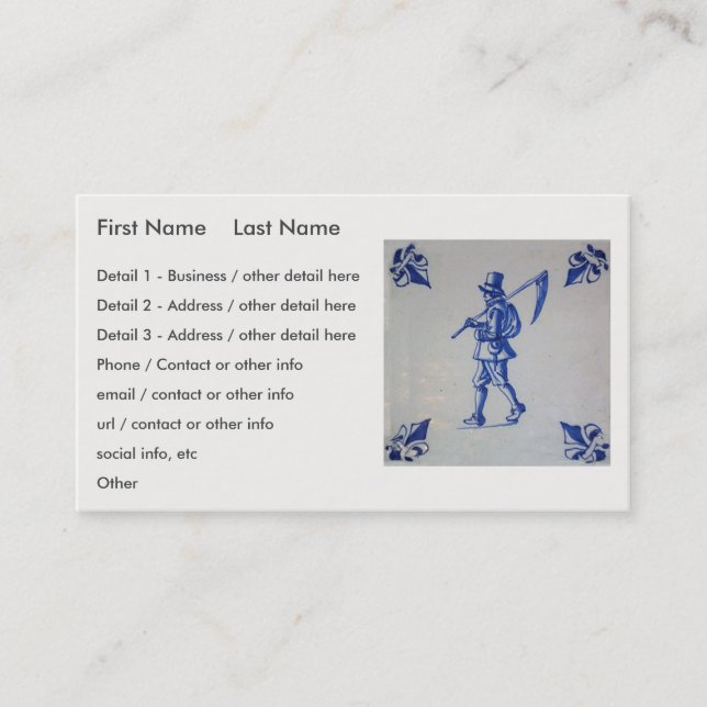 Delft Blue Tile - Template Business Card (Front)