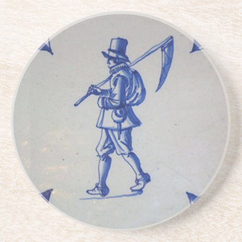 Delft Blue Tile _ Template Sandstone Coaster