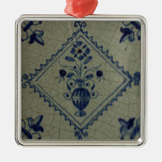 Delft Blue Tile - Vase with Flowers and Bouquet Metal Ornament