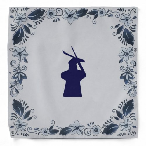 Delft blue tile windmill de Roos in Delft Bandana