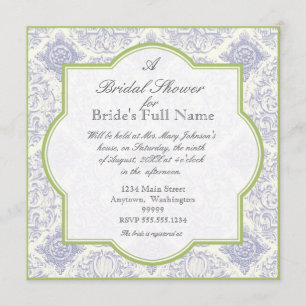 Delft Blue Toile Quatrefoil - Bridal Shower Invite