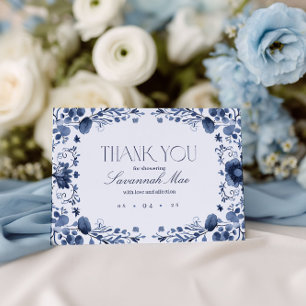 Delft Blue Toile Thank You Card Custom Message
