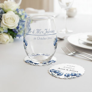 Delft Blue Tulip, custom Paper Coaster