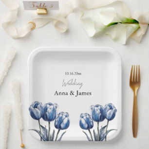 Delft Blue Tulip, custom Paper Plates