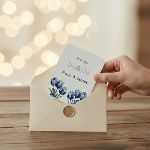 Delft Blue Tulip, custom save the date Magnet