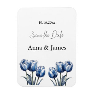 Delft Blue Tulip, custom save the date Magnet
