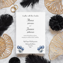 Delft Blue Tulip, custom Wedding Invitation