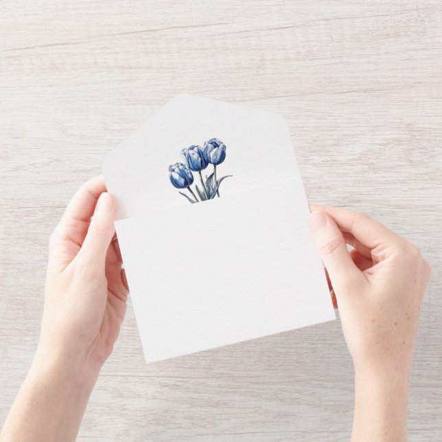 Delft Blue Tulip Ladies Luncheon All-In-One All In One Invitation (Opening)