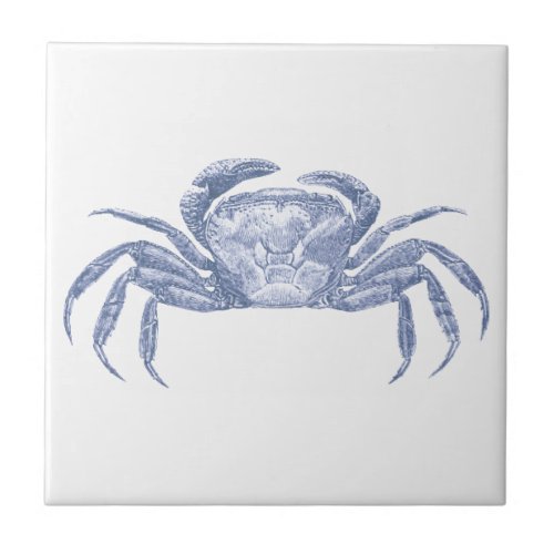 Delft Blue Vintage Crab Nautical Beach House Ceramic Tile