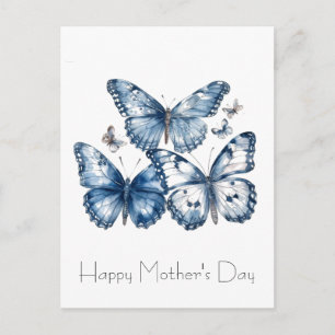 Delft Blue Watercolor Butterflies Mother's Day  Postcard