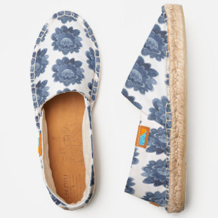 Delft Blue Watercolor Floral Espadrilles