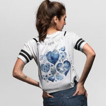 Delft Blue Watercolor Hearts Dutch Floral Love