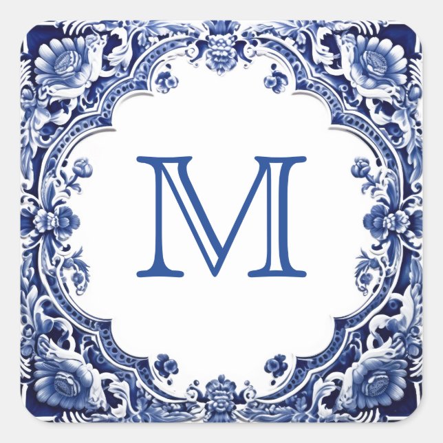 delft blue wedding  square sticker (Front)