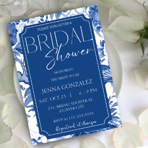 Delft Blue White Chinoiserie Bridal Shower Invitation