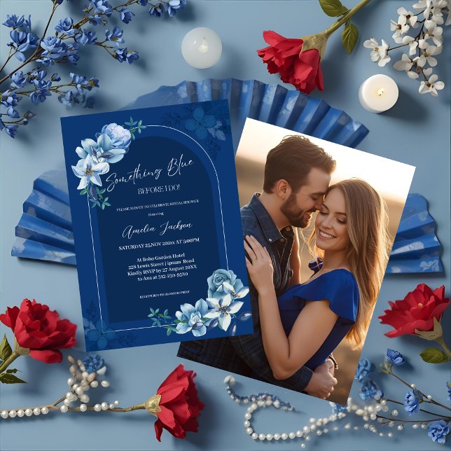 Delft Blue White Chinoiserie Floral Bridal Shower  Invitation (Creator Uploaded)