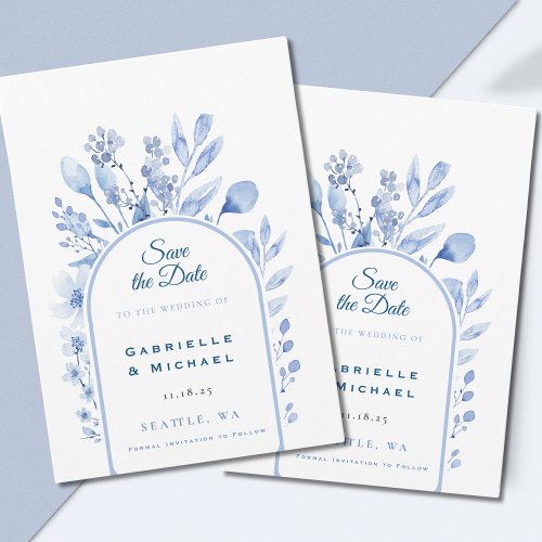 Delft Blue White Chinoiserie Floral Pattern  Save The Date