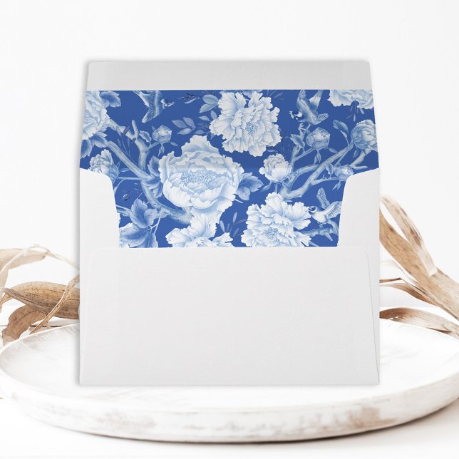 Delft Blue White Chinoiserie Floral Porcelain Envelope (Creator Uploaded)