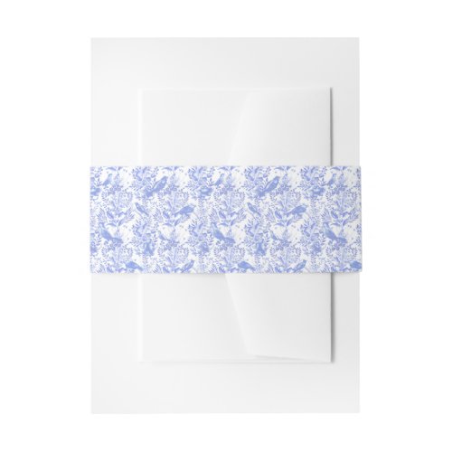 Delft Blue White Chinoiserie Floral Rococo Toile Invitation Belly Band
