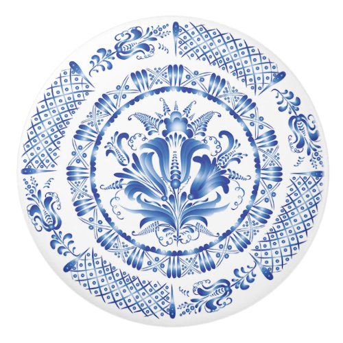 Delft Blue White Dutch Inspired Ceramic Knob
