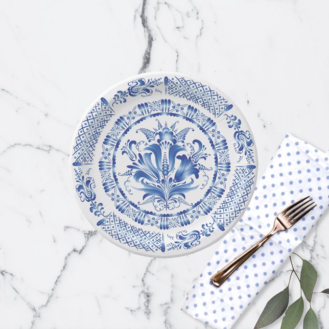 Delft Blue White Dutch Inspired Paper Plates (Creator Uploaded)