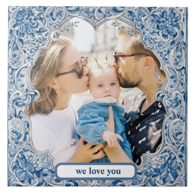 delft blue white porcelain Hampton photo custom Ceramic Tile (Front)