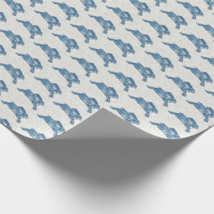 Delft Blue White Rabbit Bunny Hare Vintage Dedham Wrapping Paper