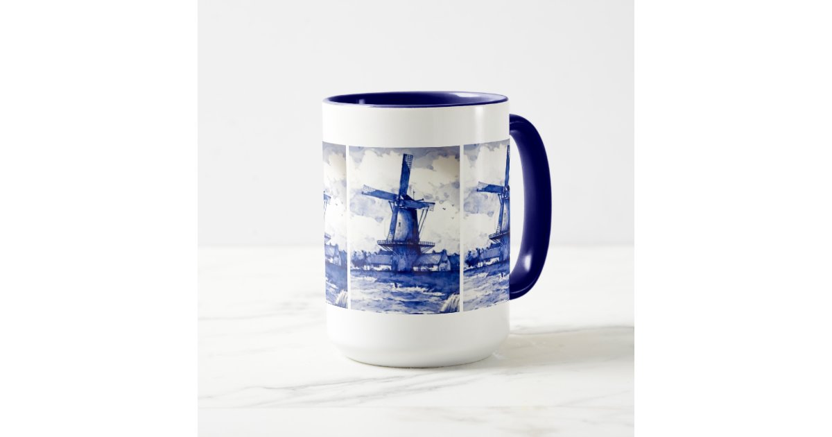 Delft Blue Windmill Mug | Zazzle