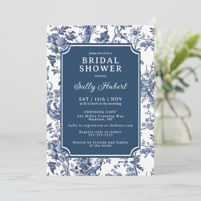 Delft Chinoiserie Bridal Shower Invitation (Standing Front)