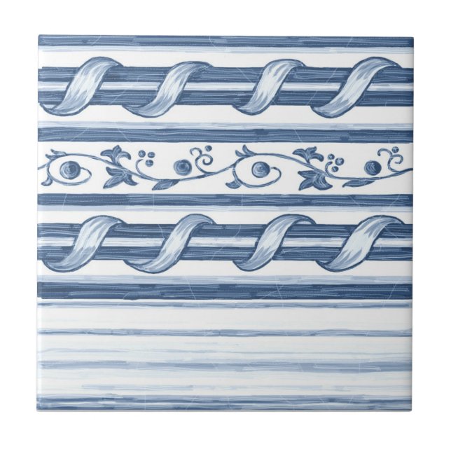 Delft Cord Border Ceramic Tile (Front)