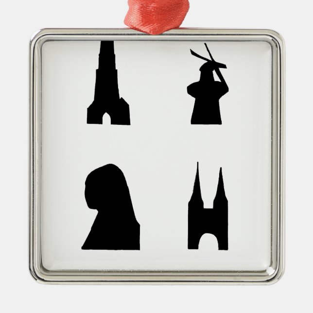 Delft dark silhouette metal ornament (Front)