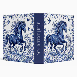 Delft Delftware Style Friesian Horse in Meadow 3 Ring Binder
