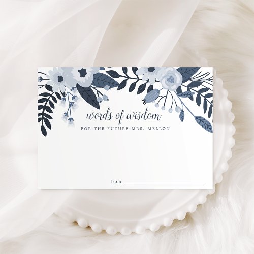 Delft Floral  Bridal Shower Advice Card