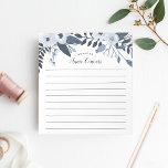 Delft Floral | Personalized Lined Notepad<br><div class="desc">Chic floral notepad features a top border of blue flowers and botanicals inspired by blue Delft pottery. Personalize with two lines of custom text in modern block and calligraphy script lettering; shown with the French greeting "bonjour" and your name. Lined.</div>