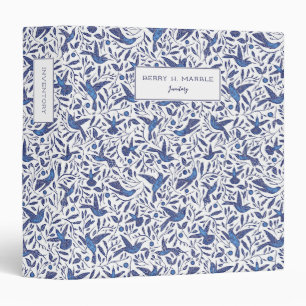Delft Humming Birds & Leaves Pattern Office 3 Ring Binder