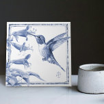 Delft Hummingbird Decor Art Nouveau Watercolor Ceramic Tile<br><div class="desc">Watercolor Blue Hummingbird by Messrs. Thomas Latham Boote and Richard Boote 1870, who commenced at the Central Pottery, Burslem, their original manufacture being Parian sculptures, vases, and later tiles. Signed "MB." The manufacture of tiles, which had then been revived by Messrs. Minton, Hollins & Co., of Stoke-on-Trent, attracted the attention...</div>