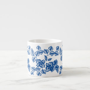 Delft-LIke Blue Floral Print Espresso Cup