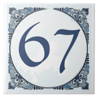 Delft look #11 Tile, House Numbers, change number Ceramic Tile