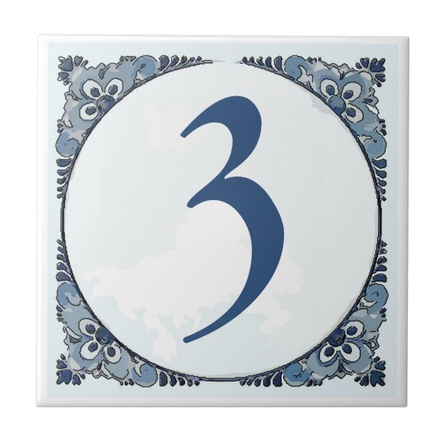 Delft look #3 Tile, House Numbers, change number Tile (Front)