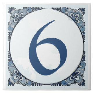 Delft look #6 Tile, House Numbers, change number Ceramic Tile
