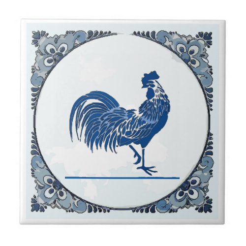 Delft look Rooster change image  Ceramic Tile