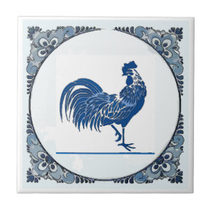 Delft look Rooster, change image,  Ceramic Tile