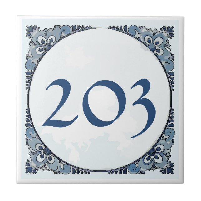 Delft look  Tile, House Numbers, change number Ceramic Tile (Front)