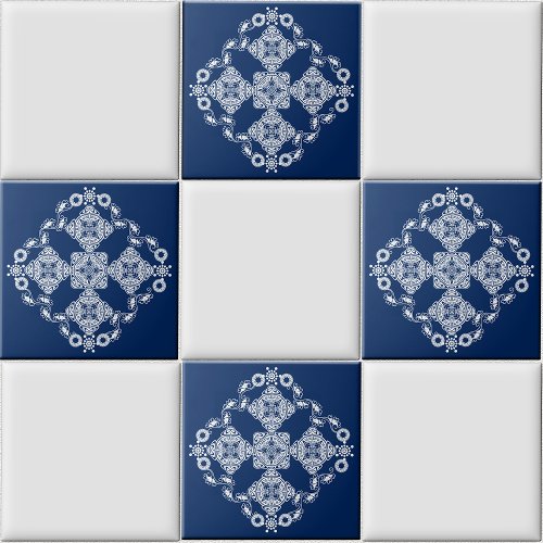 Delft Modern White on Navy Ceramic Tile