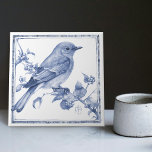 Delft Mountain Bluebird Art Nouveau Spring Bird Ceramic Tile<br><div class="desc">Watercolor Blue Mountain Bluebird by Messrs. Thomas Latham Boote and Richard Boote 1870, who commenced at the Central Pottery, Burslem, their original manufacture being Parian sculptures, vases, and later tiles. Signed "MB." The manufacture of tiles, which had then been revived by Messrs. Minton, Hollins & Co., of Stoke-on-Trent, attracted the...</div>
