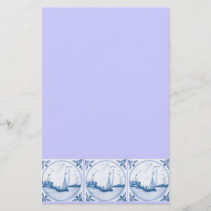 Delft Sailboat Tile Art Stationery