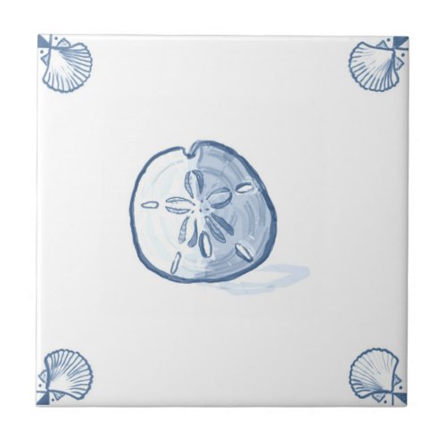 Delft Sand Dollar Tile with Shell Corners